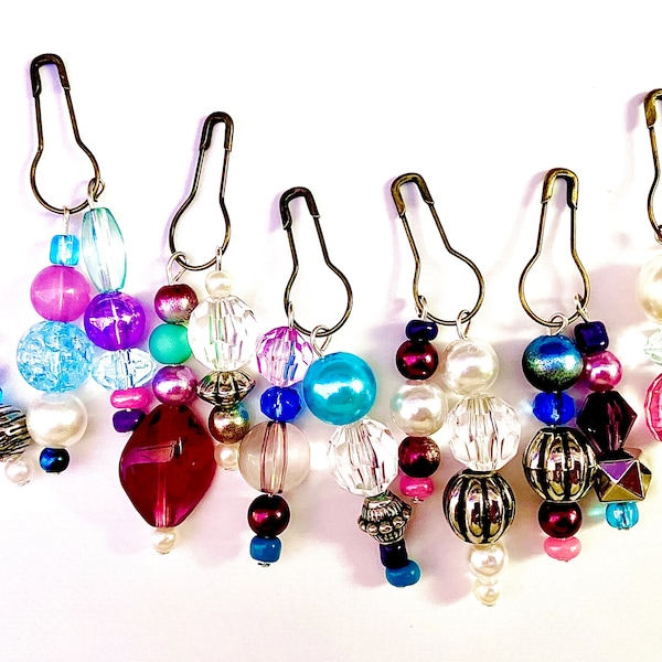 Assorted Sets of 3 Bulb Pin Embellishments, Stitch Markers for Knitting and Crochet, Beaded Dangles, Bulb Pin Dangles, Planner Dangles