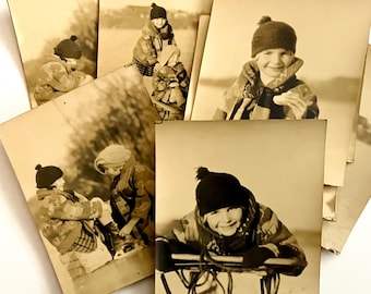 Set di foto vintage di pattinaggio sul ghiaccio, lotto di foto vintage in bianco e nero, materiale effimero per junk journal, carta vintage, materiale effimero vintage