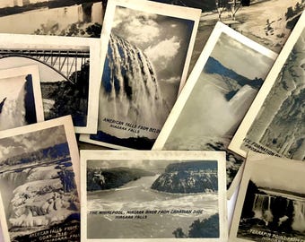 11 petites photos vintage des chutes du Niagara, lot d'éphémères vintage, journal indésirable, photos vintage noir et blanc, papier vintage