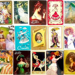 15 naipes vintage de damas, efímeras para diarios basura, papel vintage, efímeras vintage