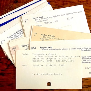 25 Vintage Library Catalog Cards, Vintage Ephemera for Junk Journals, Paper Crafts, Vintage Paper