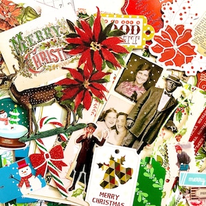 50-delig kerstpapier knutselpakket, mixed media collage kortstondige partij, kortstondige papieren, kit kaarten maken, junkjournaal, papier, plakboek,