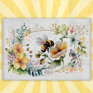 Floral Bumble Bee Glass Chopping Board: Country Kitchen Decor image 3