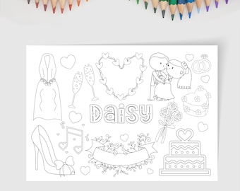 Personalised Kids' Wedding Placemat: Colouring Activity Mat