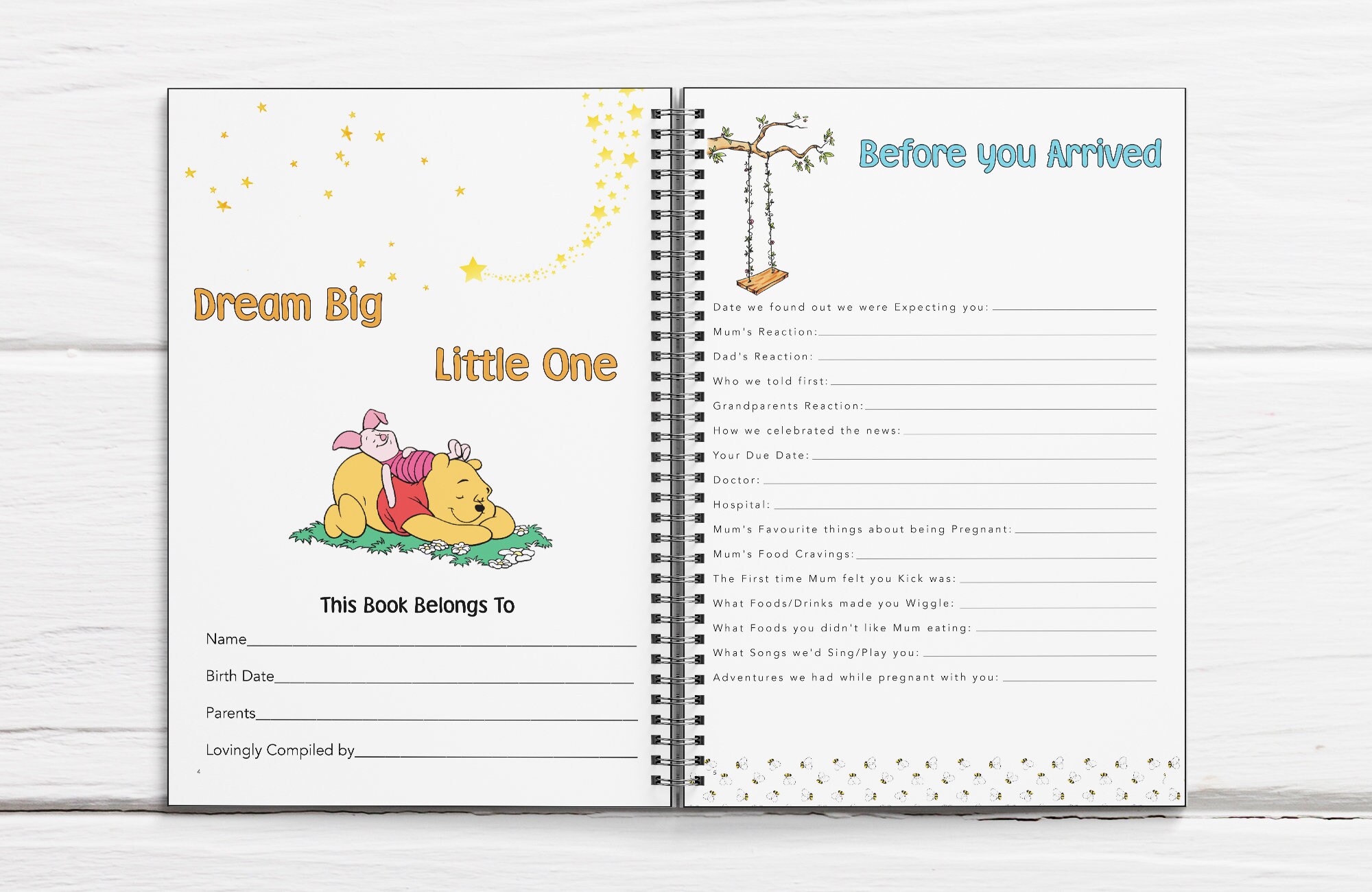 Baby Book Winnie the Pooh theme Baby Journal FULL Etsy
