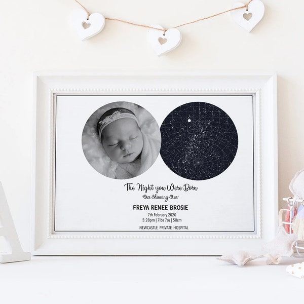 Personalised Night Sky Star Map - "DIGITAL FILE ONLY"-Custom Star Map, Celestial Map, New Born Gift, Baby Gift, New Parent Gift, Unisex