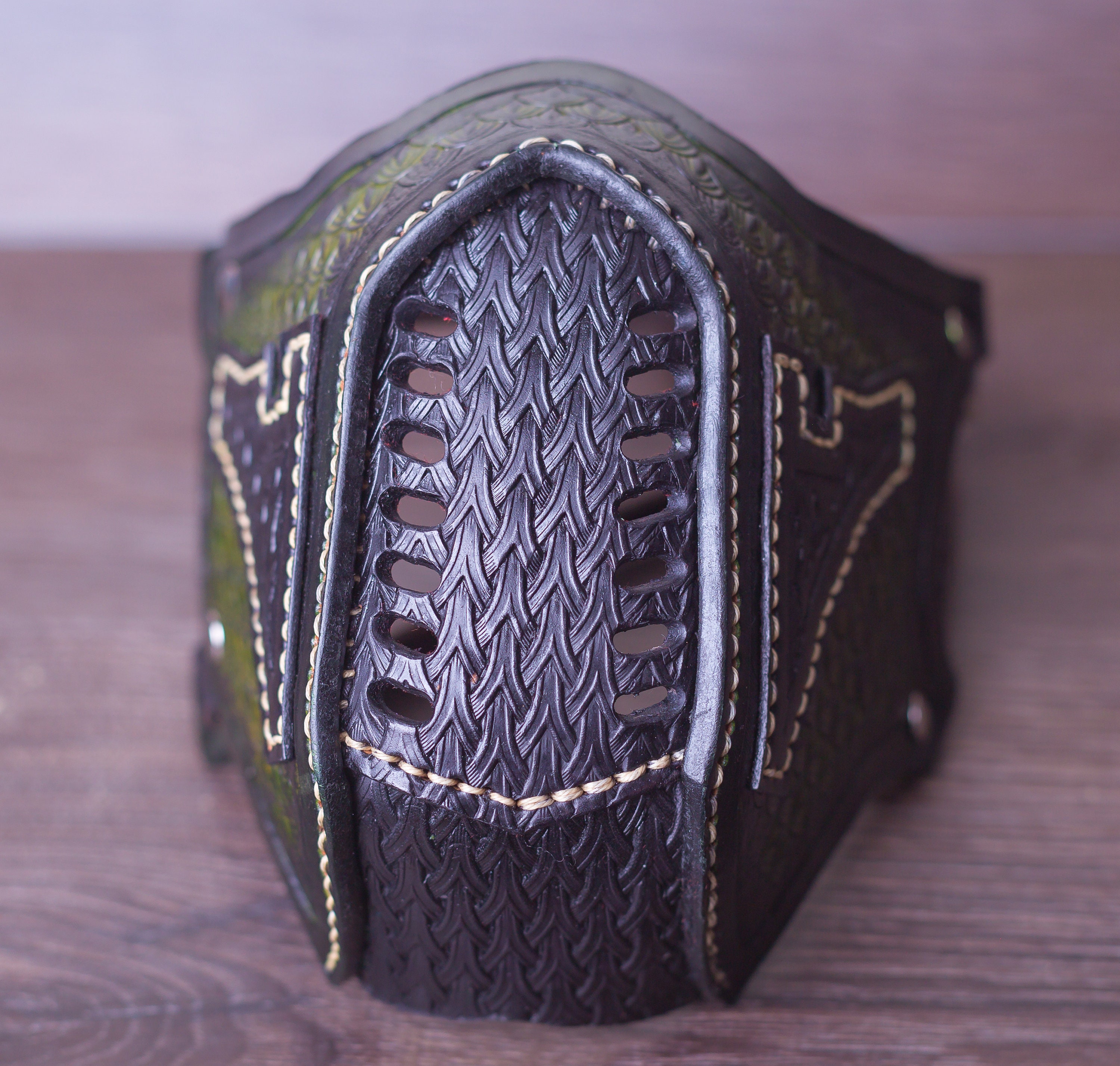 Custom tooled Leather Biker Mask