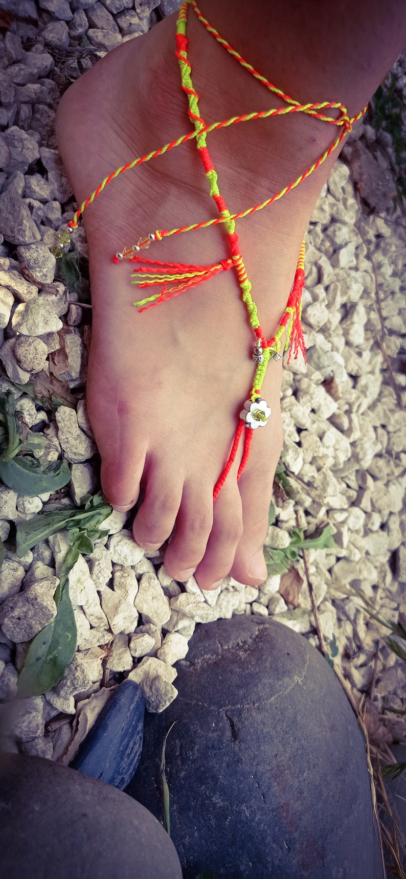 MANONChevillère doigt de pied fleur fluo, réglable, style Boho image 3