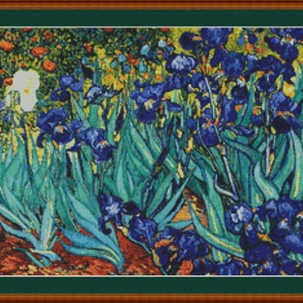 Irises by Vincent Van Gogh Counted Cross Stitch Pattern in PDF for Instant Download
