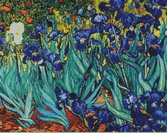 Irises by Vincent Van Gogh Counted Cross Stitch Pattern in PDF for Instant Download