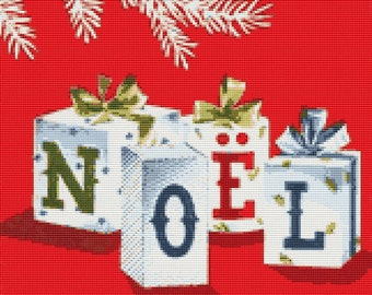 Christmas Gifts Noel Counted Cross Stitch Pattern (162 x 200 stitches) in PDF for Instant Download