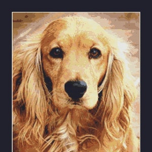 Cocker Spaniel Dog Counted Cross Stitch Pattern in PDF for Instant Download
