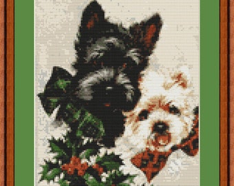Scottish Terrier und Westie Puppies Scottie Hunde Zählmuster in PDF zum sofortigen Download