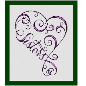 Sisters Fancy Word Cross Stitch Pattern in PDF for Instant Download