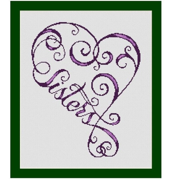 Sisters Fancy Word Cross Stitch Pattern in PDF for Instant Download