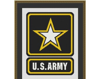 US Army Logo Counted Cross Stitch Pattern (125 x 166 stitches) in PDF for Instant Download