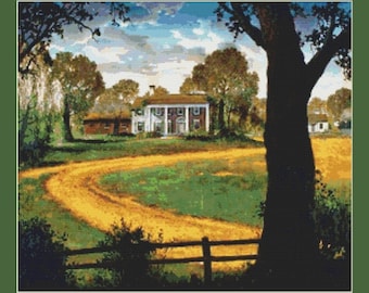 Tara From Gone With The Wind Scarlett O'Hara and Rhett Butler Cross Stitch Pattern in PDF for Instant Download