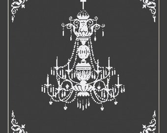 Crystal Chandelier Silhouette Kreuzstichmuster in PDF zum sofortigen Download