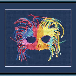 Colorful Rainbow Face Mask Counted Cross Stitch Pattern (8.64 x 7.21 inches or 21.95 x 18.32 cm) download printable PDF file (4065)