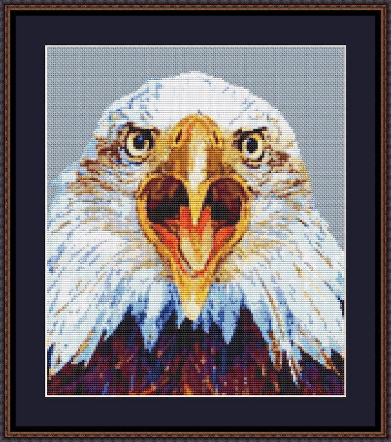 Fierce Bald Eagle Counted Cross Stitch Pattern 9.57 X 10.43 - Etsy