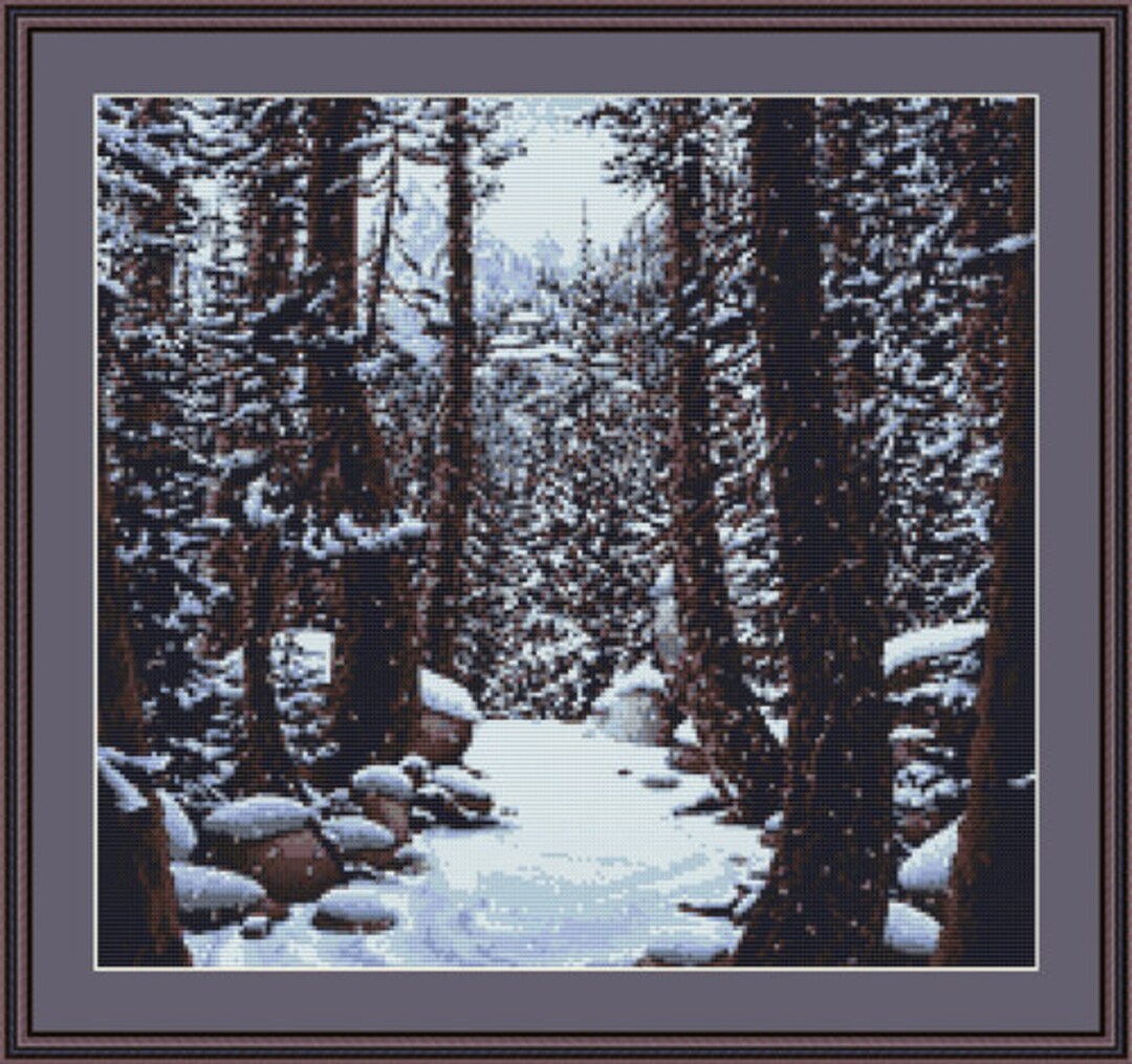 Snowy Deep Forest Counted Cross Stitch Pattern in PDF for Instant ...