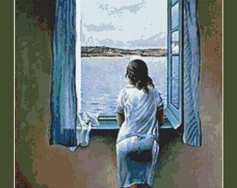 Lady In The Window Muchacha En La Ventana von Salvador Dali Kreuzstichanleitung als PDF zum sofortigen Download