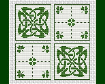 Celtic Knot and Clovers Counted Cross Stitch Pattern in PDF for Instant Download