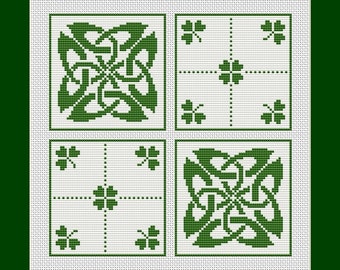 Celtic Knot and Clovers Counted Cross Stitch Pattern in PDF for Instant Download