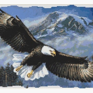 Hochfliegender Weißkopfseeadler über den Bergen Kreuzstich Anleitung Pdf Chart Sofort Download