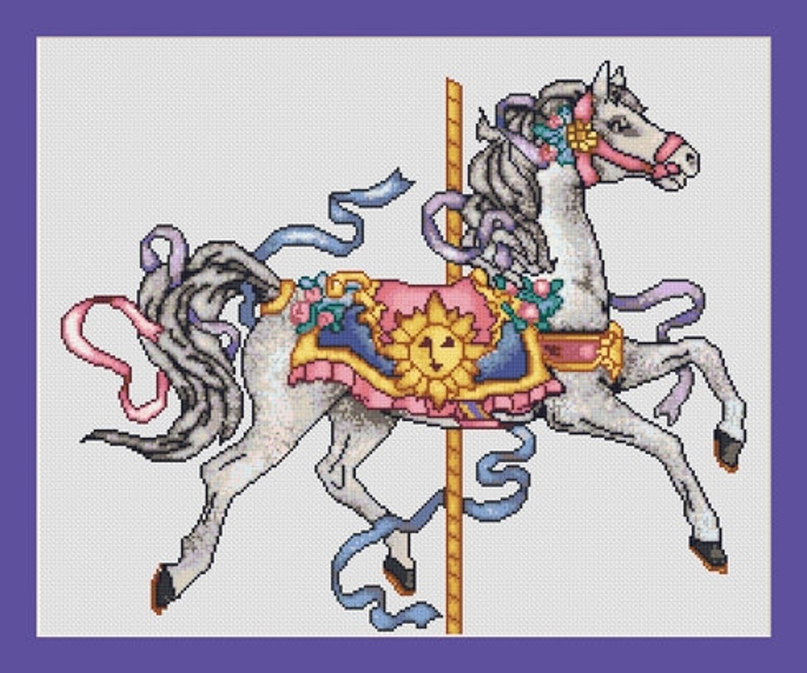 Carousel Horse Counted Cross Stitch Pattern in PDF for Instant Etsy