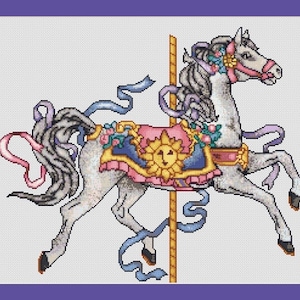 Wzór haftu krzyżykowego „Carousel Horse” w formacie PDF do natychmiastowego pobrania