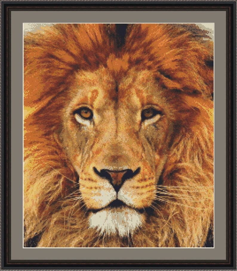 Handsome Male Lion Counted Cross Stitch Pattern