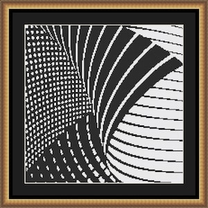 Abstract Black and White Design Counted Cross Stitch Pattern (12.50 x 12.50 inches or 31.75 x 31.75 cm) download printable PDF file (4059)