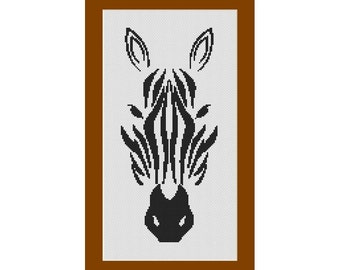 Zebra Silhouette Counted Cross Stitch Pattern in PDF for Instant Download