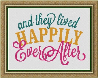 And They Lived Happily Ever After Counted Cross Stitch Pattern (14.21 x 10.21 in or 36.10 x 25.94 cm) download printable PDF Chart (4034)