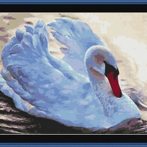 White Swan Counted Cross Stitch Pattern in PDF for Instant Download