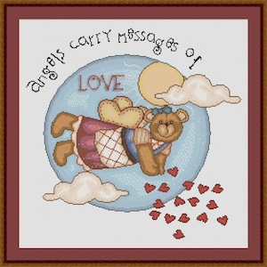 Angels Carry Messages of Love Counted Cross Stitch Pattern in PDF for Instant Download