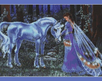 Unicorn Fairy Magical Dream Counted Cross Stitch Pattern in PDF for Instant Download