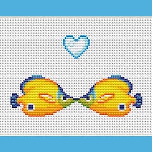Kissing Fish Counted Cross Stitch Pattern in PDF for Instant Download