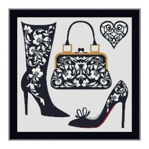 Shoes And Bags Obsession Counted Cross Stitch Pattern in PDF for Instant Download