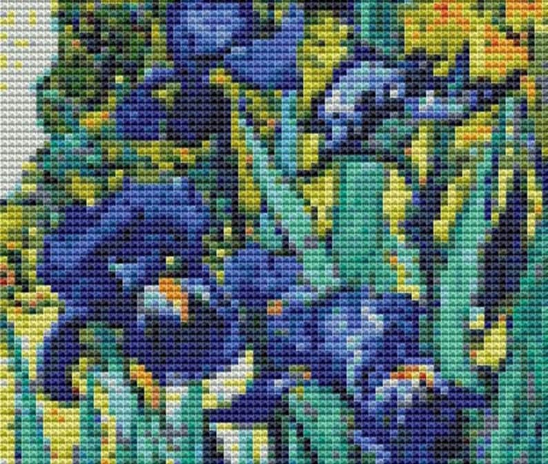 Irises by Vincent Van Gogh Counted Cross Stitch Pattern in PDF for ...