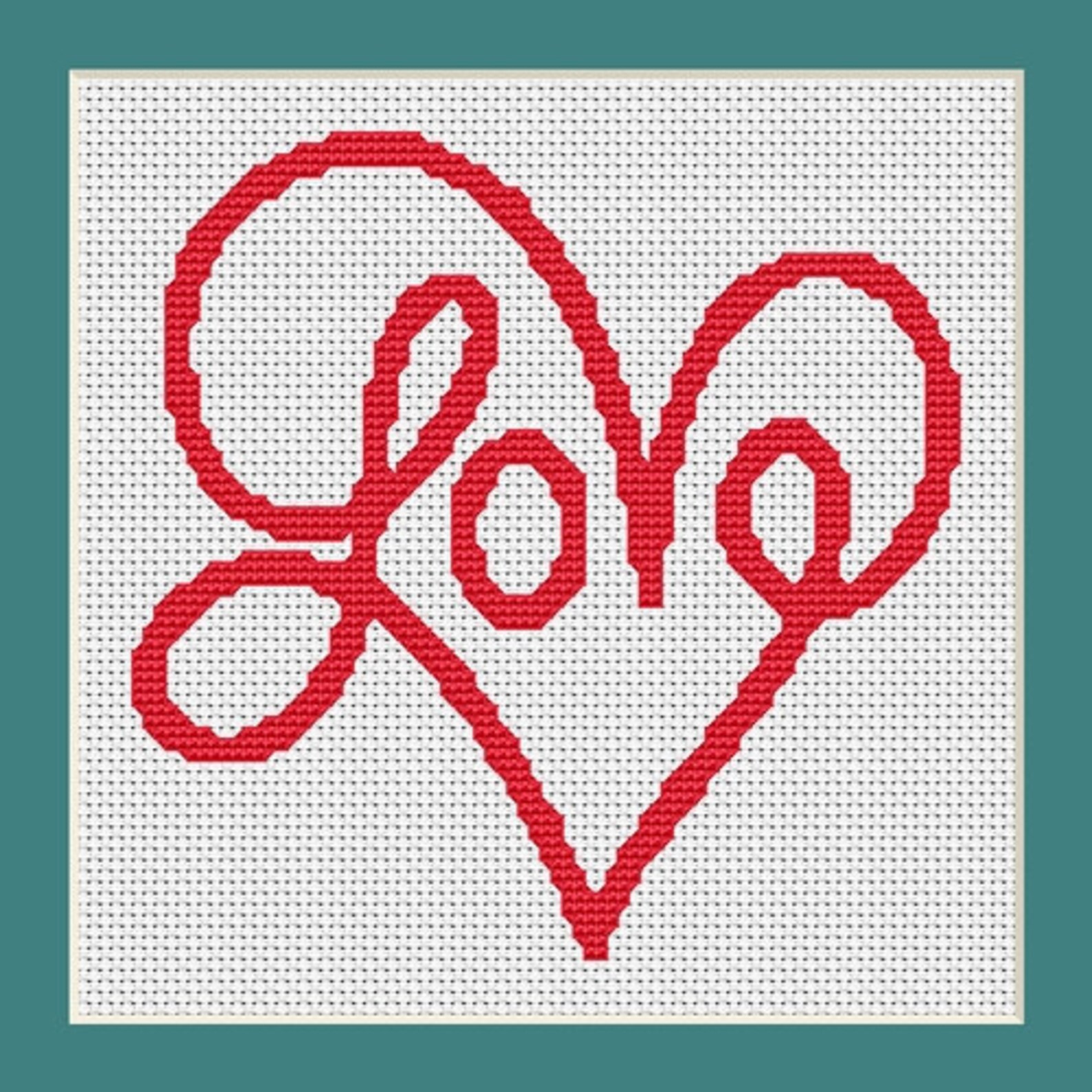 Fancy Love Heart Saying Counted Cross Stitch Pattern in PDF Etsy