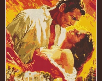 Gone With The Wind Scarlett O'Hara and Rhett Butler Cross Stitch Pattern in PDF for Instant Download