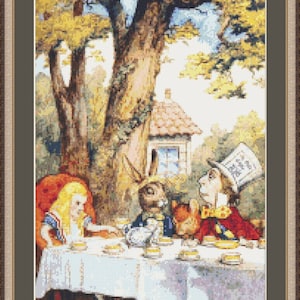 Wzór do haftu krzyżykowego Alicja w Krainie Czarów Przygody (11,14 x 15,00 cali lub 28,30 x 38,10 cm) pobierz plik PDF do wydrukowania (4088)