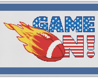 American Football Game On Counted Cross Stitch Pattern (12.43 x 6.14 inches or 31.57 x 15.60 cm) download printable PDF file (4055)
