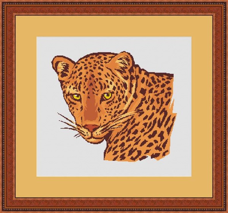 Leopards Intense Stare Wild Cat Counted Cross Stitch Pattern Etsy