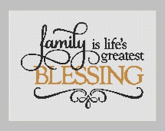 Family is Life's Greatest Blessing Zählmuster (11,5 x 8,07 in oder 29,21 x 20,5 cm) download druckbare PDF-Datei (4035)