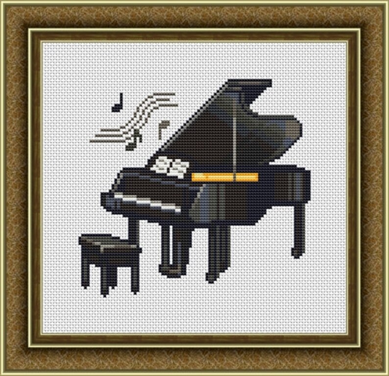 Black Piano Music Counted Cross Stitch Pattern 84 x 79 | Etsy