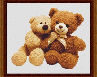 Teddy Bears Counted Cross Stitch Pattern in Pdf for Instant Download
