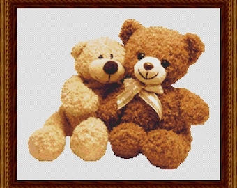 Teddy Bears Counted Cross Stitch Pattern in Pdf for Instant Download